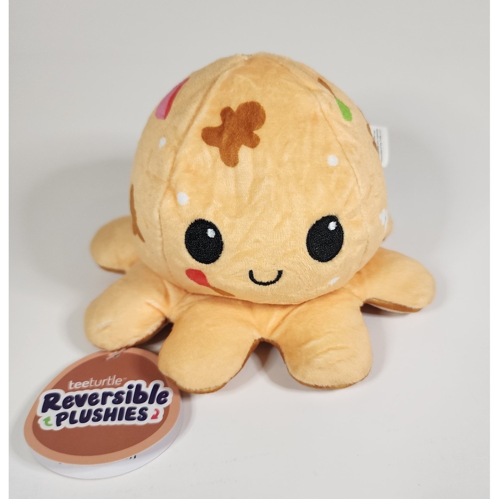 Teeturtle Reversible Plushie Moody Gingerbread Octopus‎ Christmas Plush NWOT